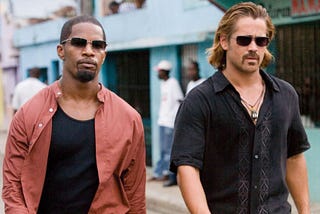 Jamie Foxx and Colin Farrell in the movie “Miami Vice”