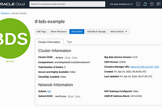 Terraforming of OCI Big Data Service