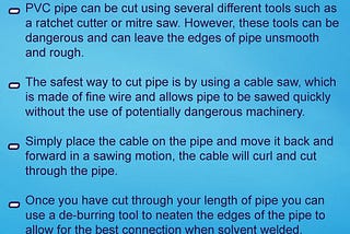 Tips on cutting PVC pipe safely