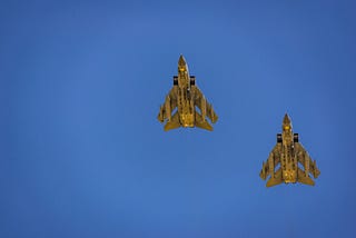 Two fighters in the sky