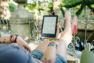 Woman with ereader