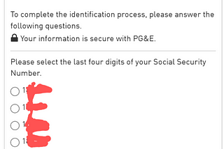 Experian’s Identity Confirmation Questions asking to select the last 4 digits of my SSN