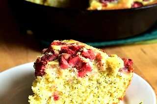 Buttermilk-Poppy Seed Skillet Cake with Strawberries