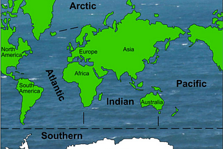 5 oceans of the world - largest to smallest