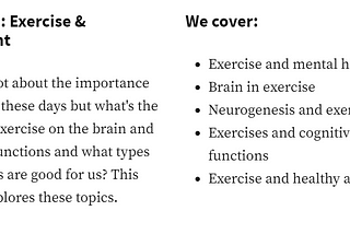 Brain Care & Exercise