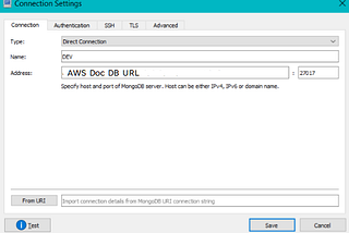 Connecting to AWS Doc Db using Robo 3T