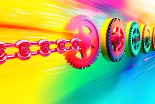 Pop art illustration of gears and chains