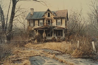 A derelict old wooden house