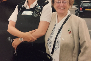 Author Caroline Mitchell in police uniform
