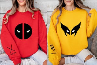 Free Couple Movie Sweatshirt, Best Friends Matching, Custom Couple Matching, Cute Deadpool Wolverine Besties Forever, Superhero Best Friends tee