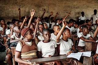 A picture of a group in secondary school students in class in Nigeria
