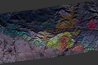 Color-coded radar maps reveal a patchwork of California wildfire destruction