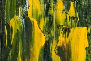 yellow, green and white acrylic abstract art