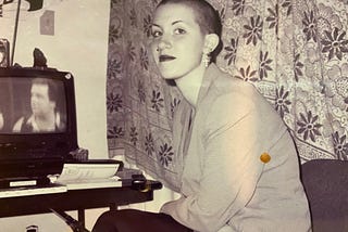 A black and white picture of the author as a bald teenager.