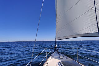 Front of sailboat heading out to sea. Even keeled. Bipolar Disorder. Mania. Depression. Hypomania