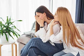 showing empathy to woman in need