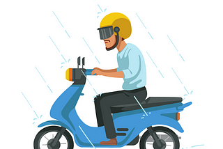 Scooter rider in monsoon.