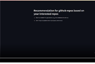 Github repo recommender 101 in streamlit
