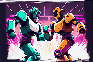 Two robots fighting