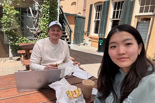 Nate and Yumin enjoying bagels at Poppy’s in Oakland, CA