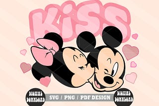 Mickey Valentines Day Svg Png Pdf, Mickey Kiss Svg, Happy Valentines Day Svg,  Mickey Valentine, Mickey Svg Png Pdf, Digital Download