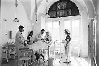 A clean, sterile hospital operating room in Hebron hospital in 1944, a few years before Israel brought the Nakba.