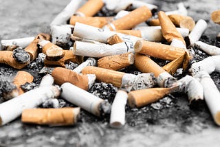a pile of cigarette butts
