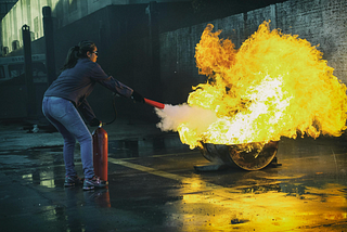 Woman puts out fire