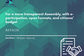 For a more transparent Assembly, with e-participation, open formats, and citizens’ budget