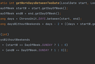 Calculating Work Days Between Two Dates in Java