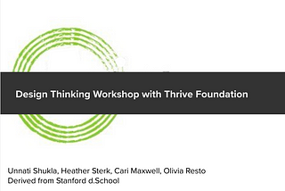 Conducting a Design Thinking Workshop with Thrive Foundation