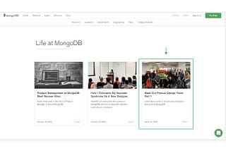 MongoDB’s career page featuring our “Meet the Team” blog post