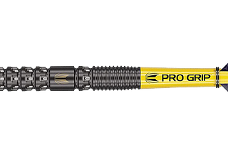 A dart against a white background with the word ‘Nuke’ on the flights — indicating that this is the sponsored tie-in product of darts player Luke Littler