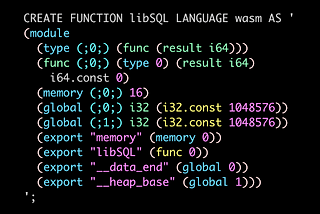 Sample WebAssembly function definition