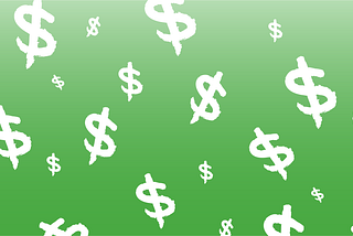 white chalk dollar signs on a green gradient background