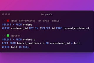 PostgreSQL: NOT IN can backfire hard