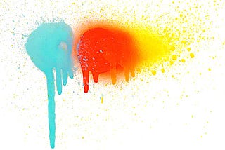 Blue, Red, Yellow Spray paint