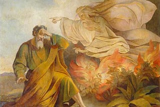 God Appears to Moses in Burning Bush. Eugène Pluchart, Public domain, via Wikimedia Commons