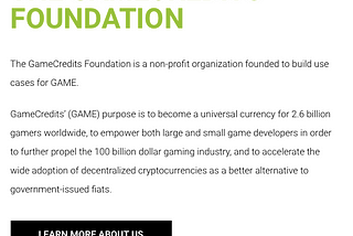 The GameCredits Foundation December 3rd 2018 Update