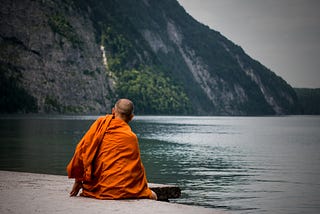 Monk sitting in peace