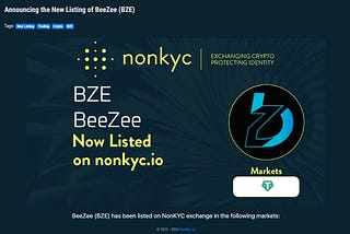 BZE x NonKYC.io 🤝