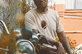 The author on a motorcycle.