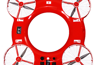 An overall view of the Didiok Makings Flying Lifebuoy in the color red