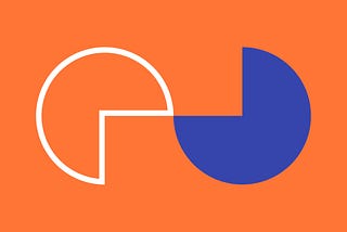 Two pieces of a circle that mirror each other on an orange background.