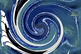 A swirling circle of blue and gray water forming a funnel