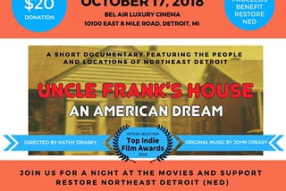 Movie Premiere Fundraiser for Restore Northeast Detroit (NED)
