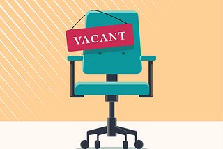 An illustration of an empty office chair with a word “vacant” on it.