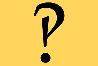 A black interrobang symbol on a yellow background.