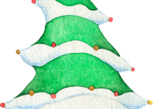 Whimsical elf hat, tall and green, with intermittent white bands dotted with yellow and pink beads, and a star on top (looks like a snowy Christmas tree)