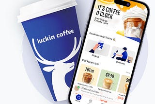 Picture of Luckin app and coffee cup.